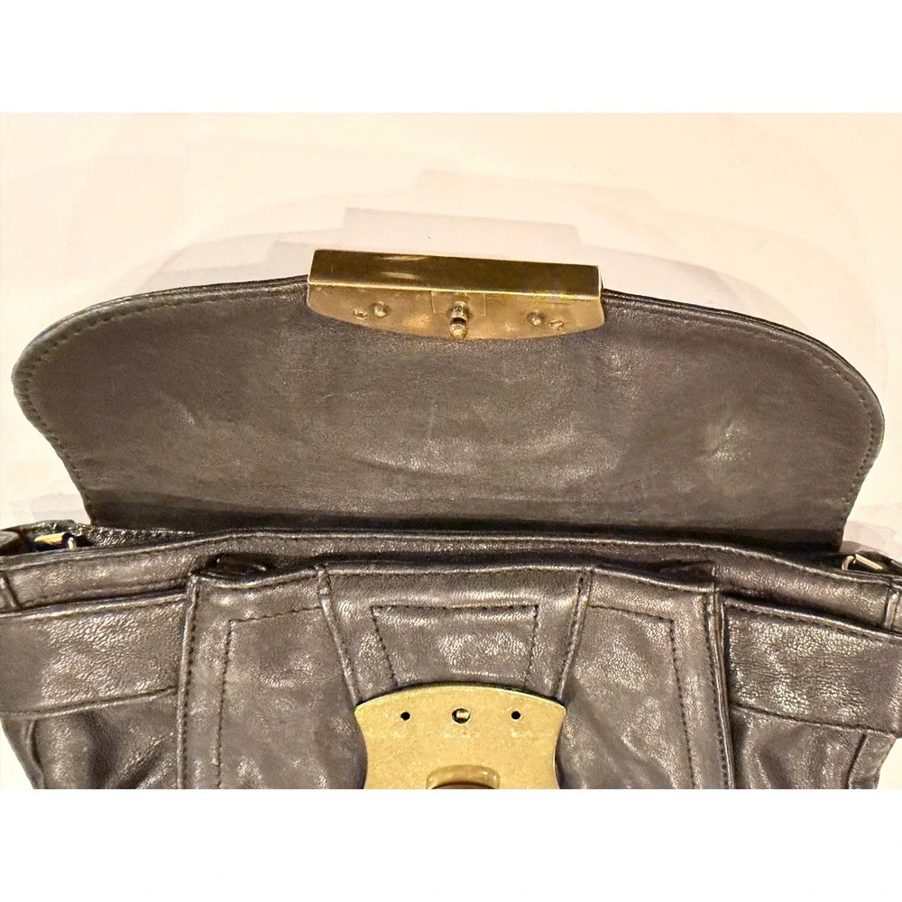 Kooba Black Leather Clutch Handbag Gold Hardware Evening Bag